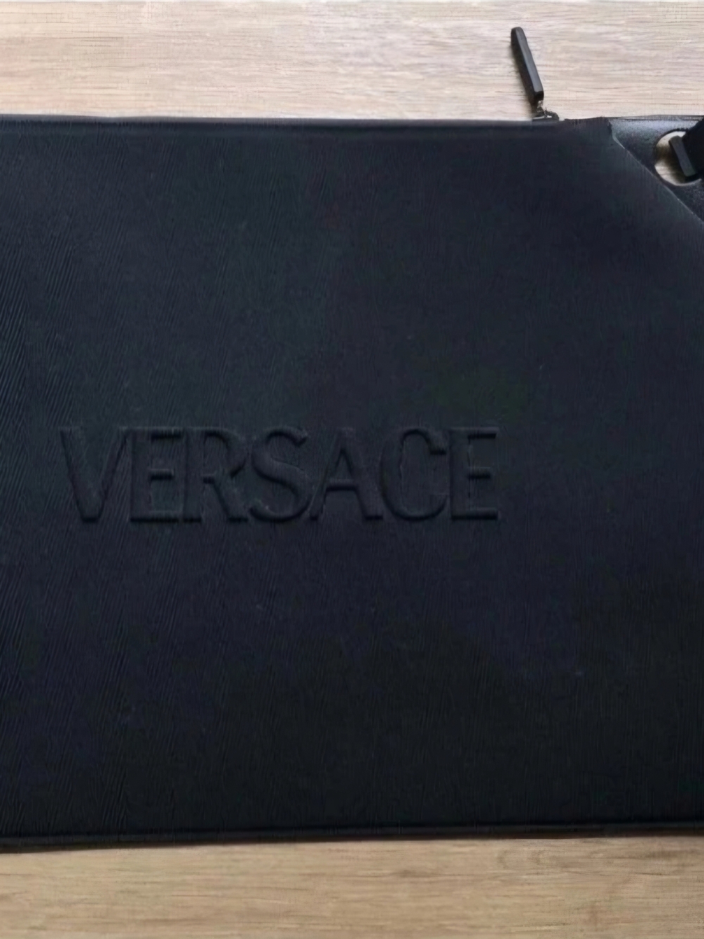 Versace Black Embossed Logo Toiletry Pouch